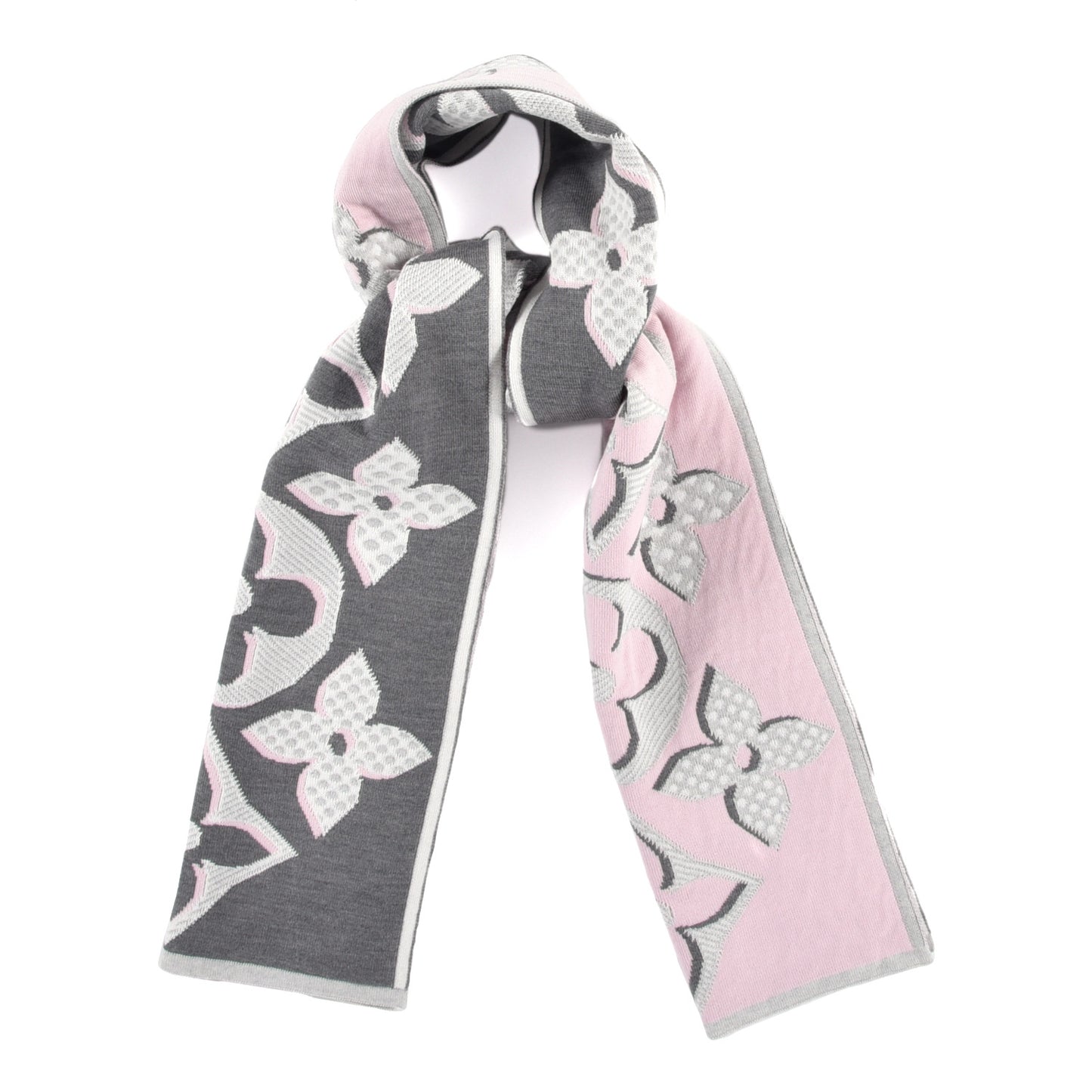 Wool Cashmere Giant Pop Monogram Scarf Rose