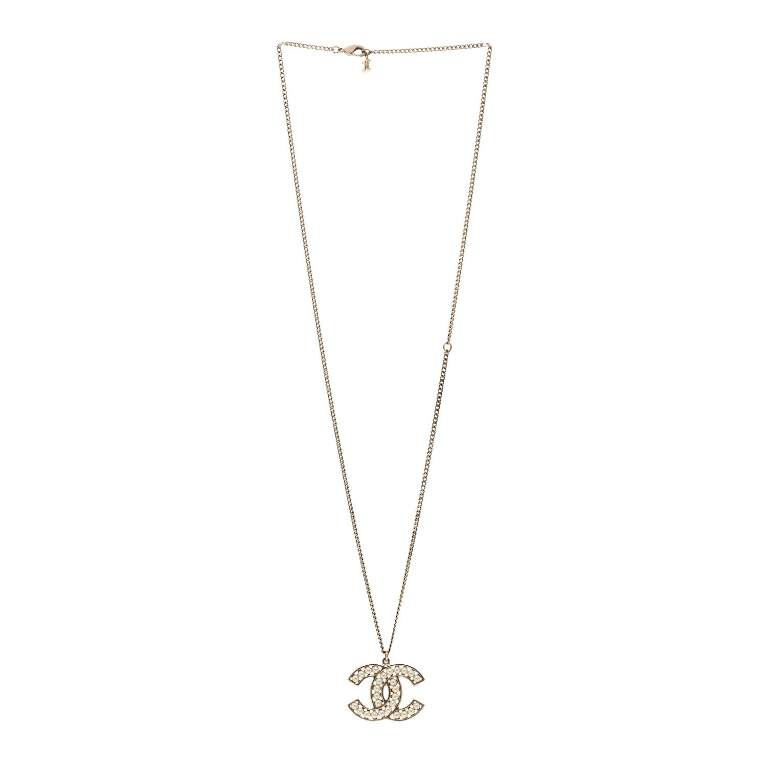 Chanel Pearl CC Pendant Necklace Gold 3 of 6