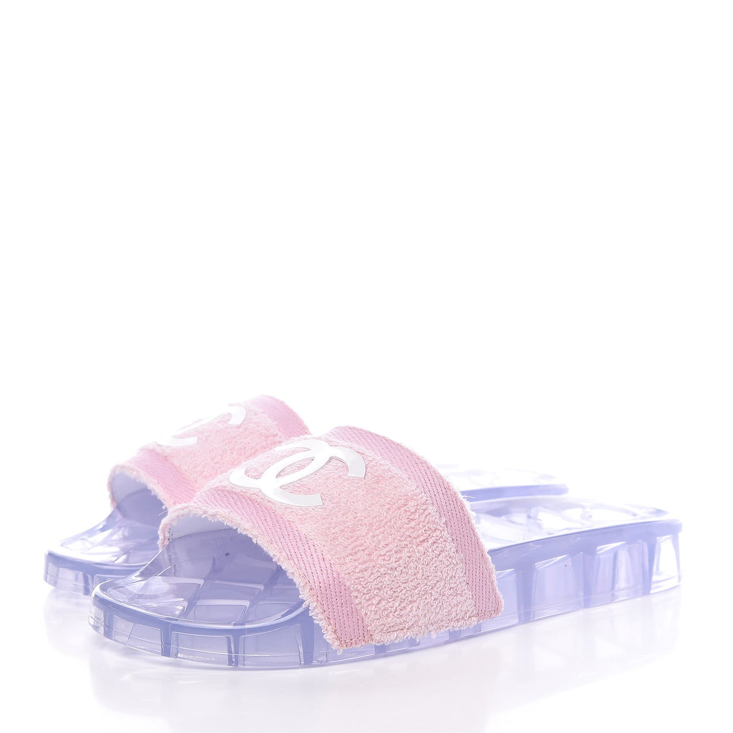 PVC Transparent Fabric CC Flat Slide Sandals 36 Pink