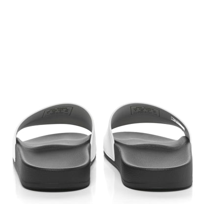 Balenciaga Rubber Womens Logo Pool Slide Sandals 39 Black White 5 of 9