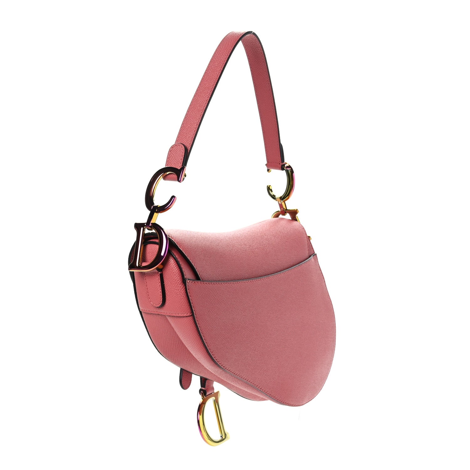 Christian Dior Grained Calfskin Saddle Bag Pink 3 of 9