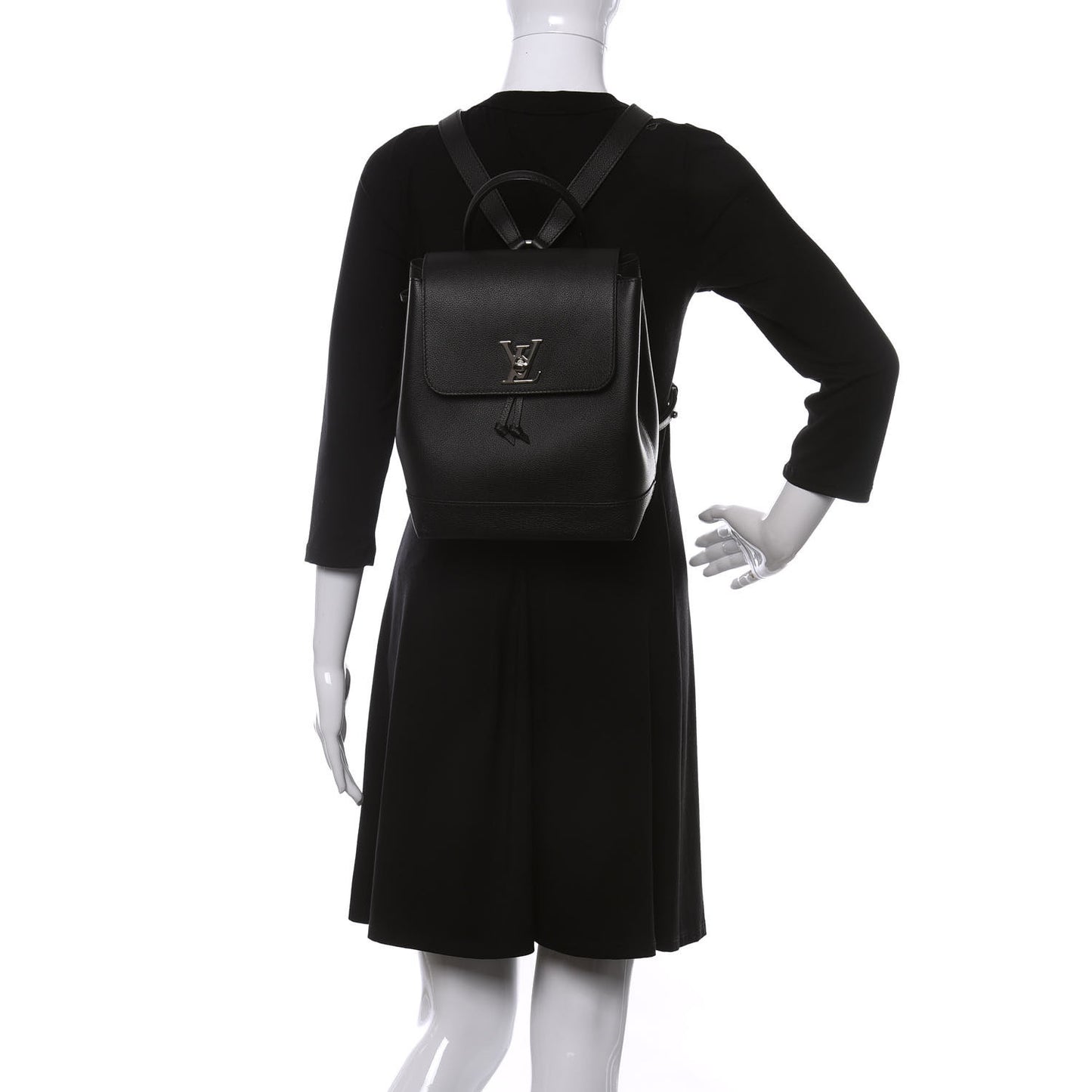 Calfskin Lockme Backpack Black