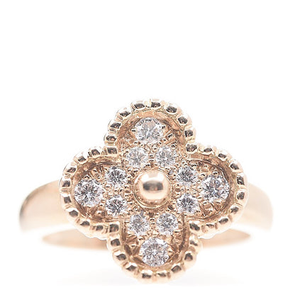 Van Cleef & Arpels 18K Yellow Gold Diamond Vintage Alhambra Ring 52 6 1 of 7