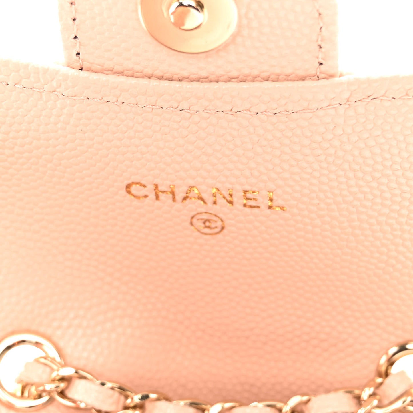 Caviar Quilted Mini Chain Belt Bag Light Beige