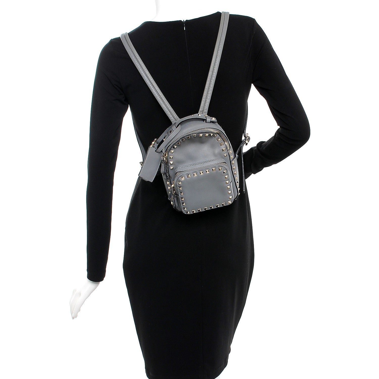 Valentino Garavani Calfskin Mini Rockstud Backpack Grey 2 of 12
