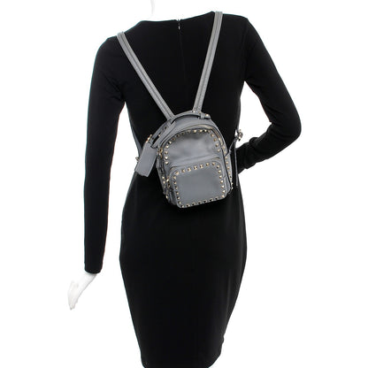 Valentino Garavani Calfskin Mini Rockstud Backpack Grey 2 of 12