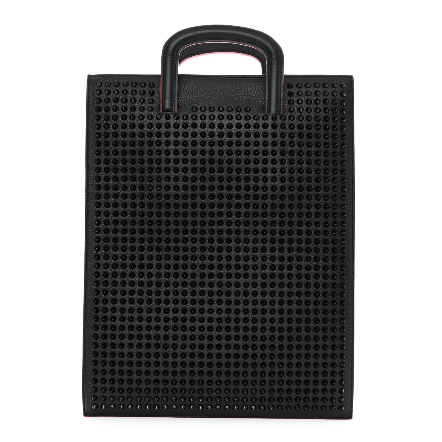 Calfskin Spiked Large Trictrac Portfolio Bag Black