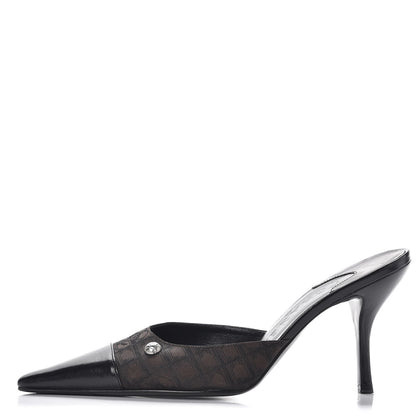 Chanel Canvas Calfskin Cap Toe Mules 38 Black Brown 1 of 11
