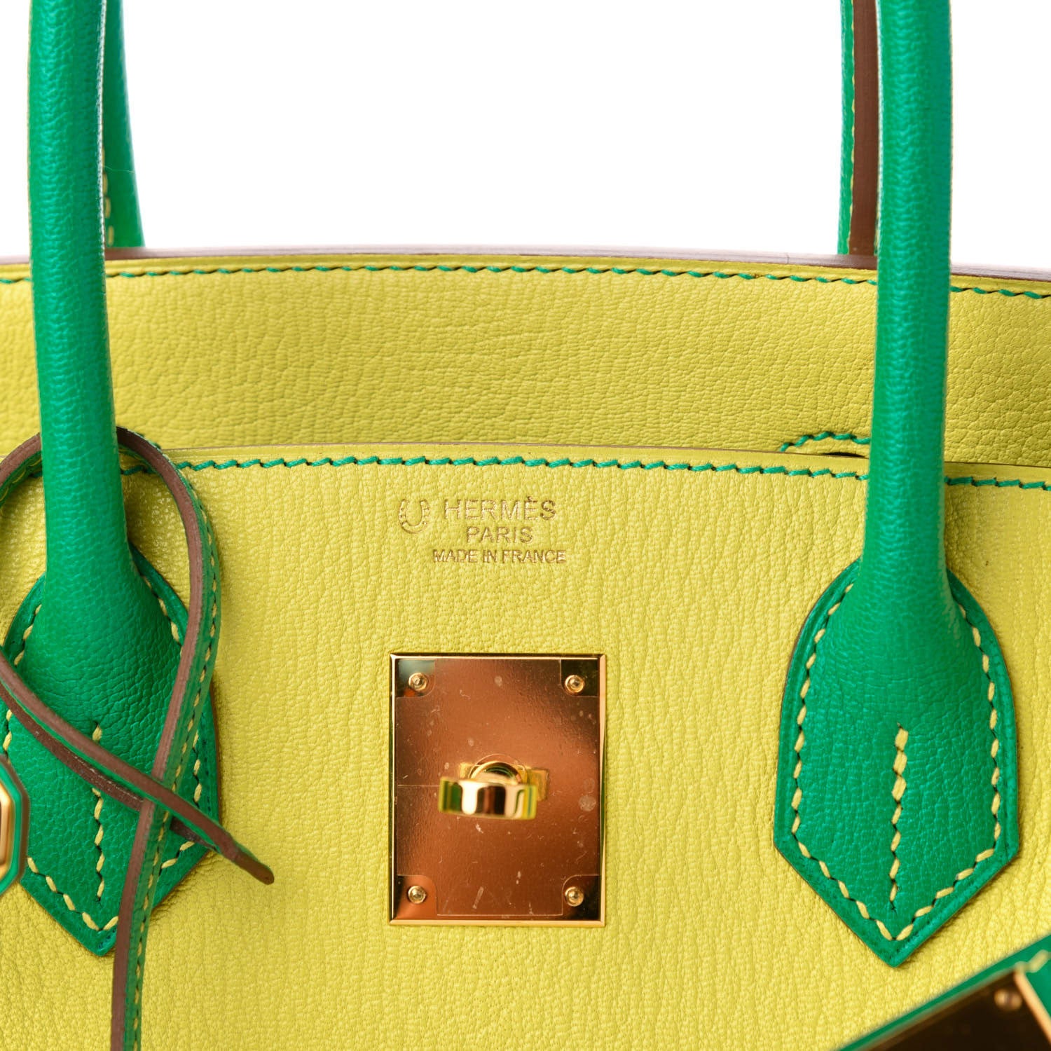 Hermes Chevre Mysore Horseshoe Birkin 30 Lime Menthe 6 of 11