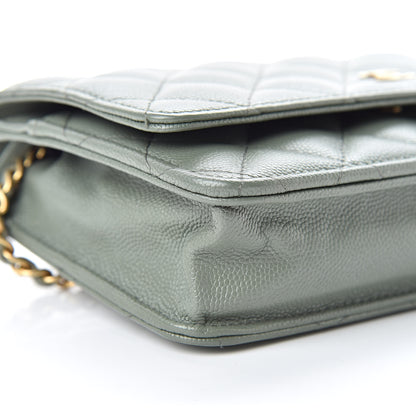 Chanel Iridescent Caviar Quilted Wallet On Chain WOC Green 10 of 12