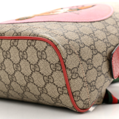 Gucci GG Supreme Monogram Web Bosco Patch Dome Backpack Beige Malva Hibiscus Red 10 of 12