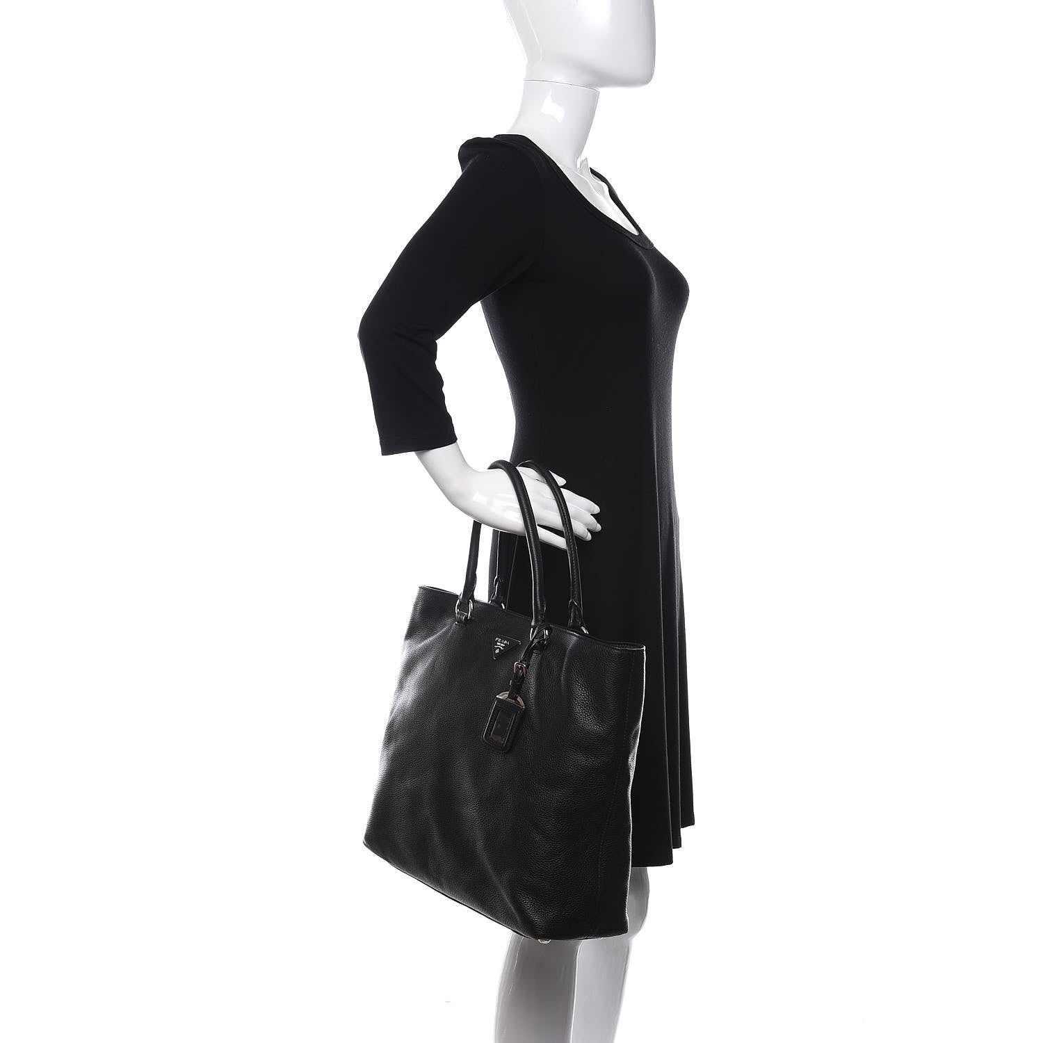 Prada Vitello Daino Shopping Tote Black 3 of 14