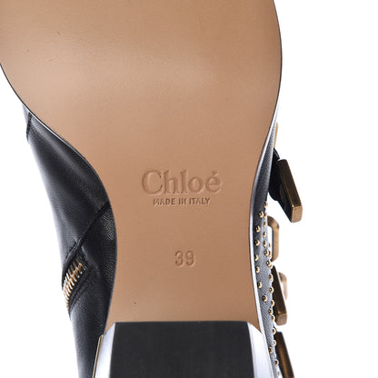 Chloe Nappa Sheepskin Studded Susanna Ankle Boots 39 Black 7 of 8