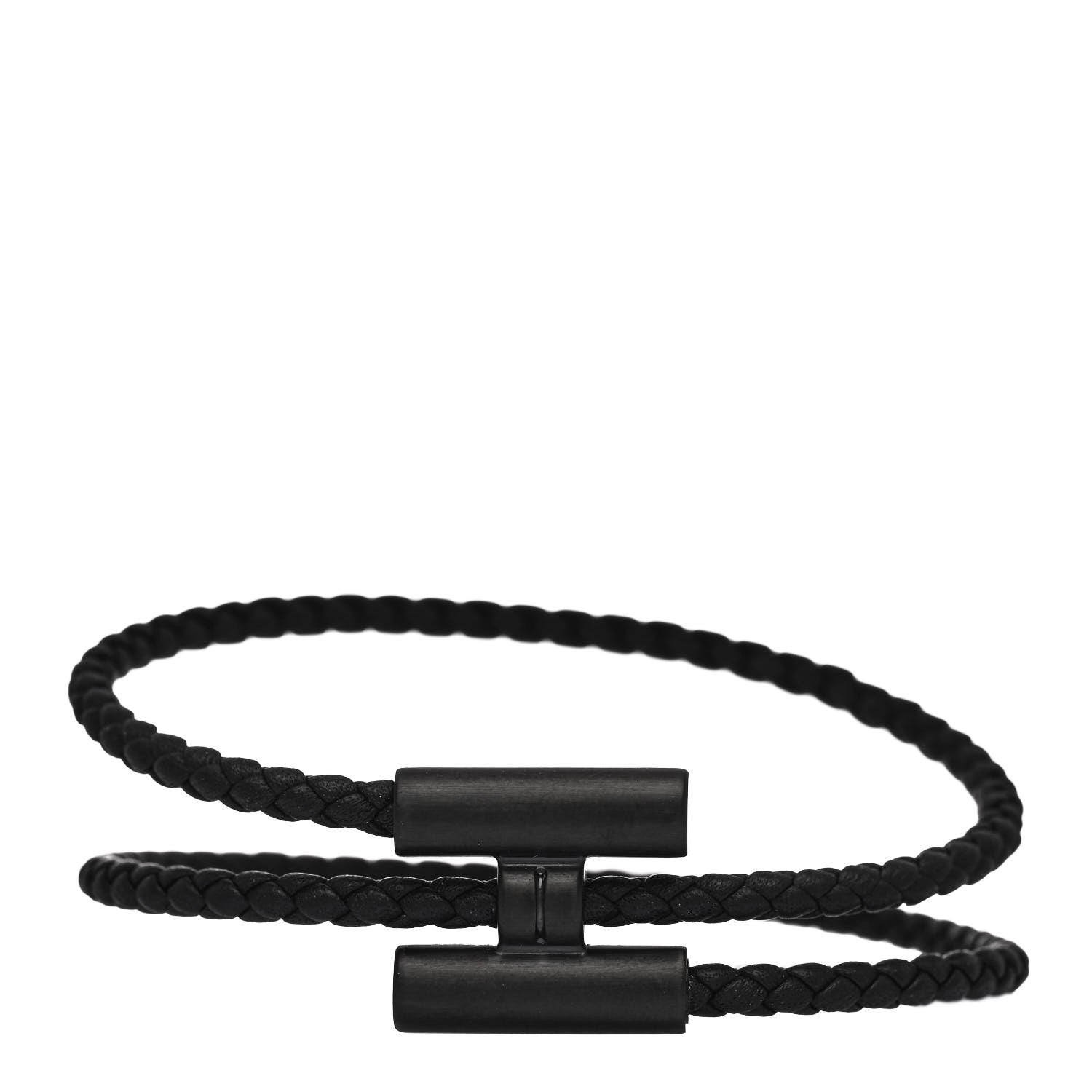 Hermes Swift Double Wrap Cord Tournis Tresse Bracelet Black 1 of 4