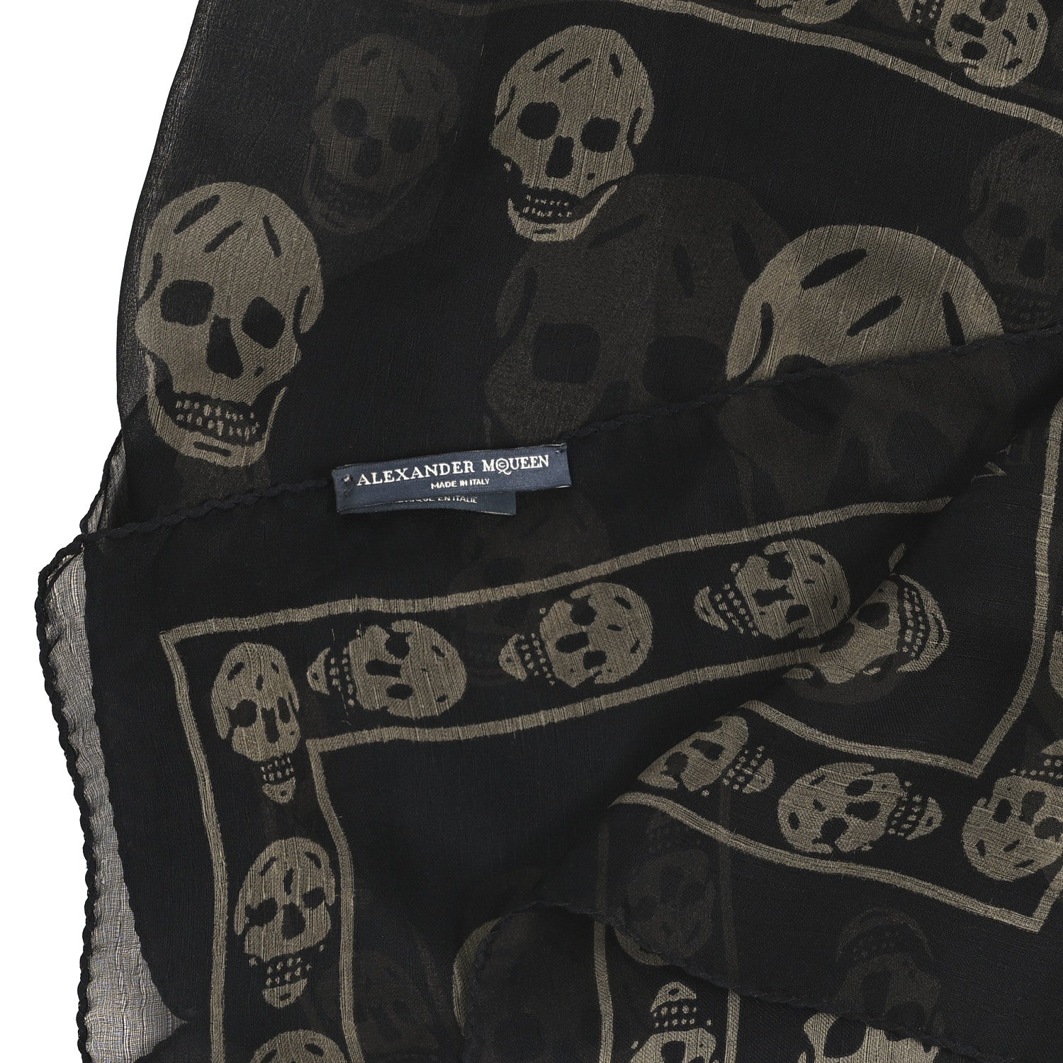 Alexander McQueen Silk Chiffon Skull Scarf Black Ivory 3 of 3