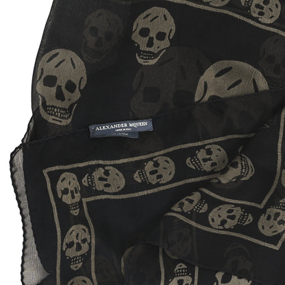 Alexander McQueen Silk Chiffon Skull Scarf Black Ivory 3 of 3