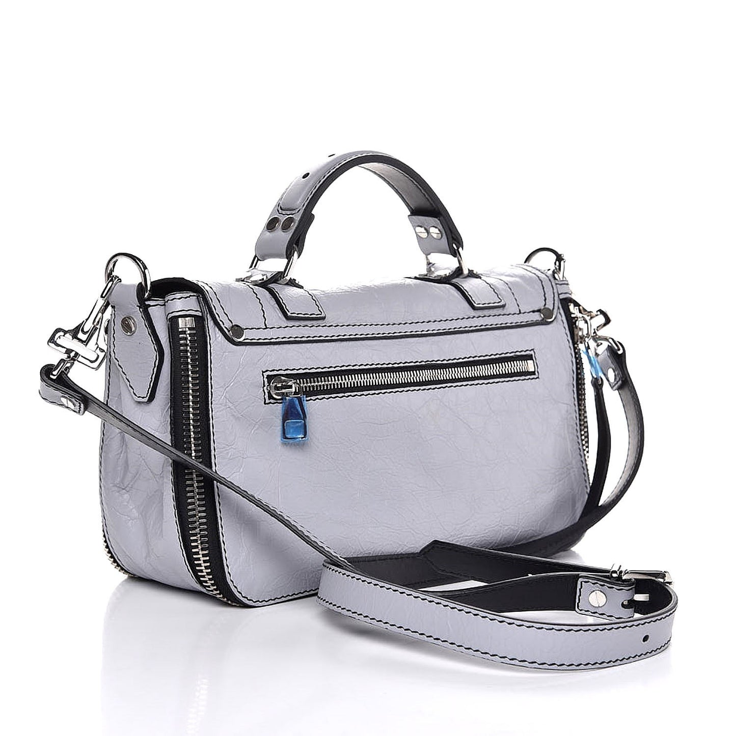 Paper Lambskin Tiny PS1 Plus Zip Satchel Dove Grey