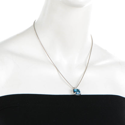 David Yurman Sterling Silver Diamond Blue Topaz 14mm Chatelaine Pendant Necklace 5 of 5