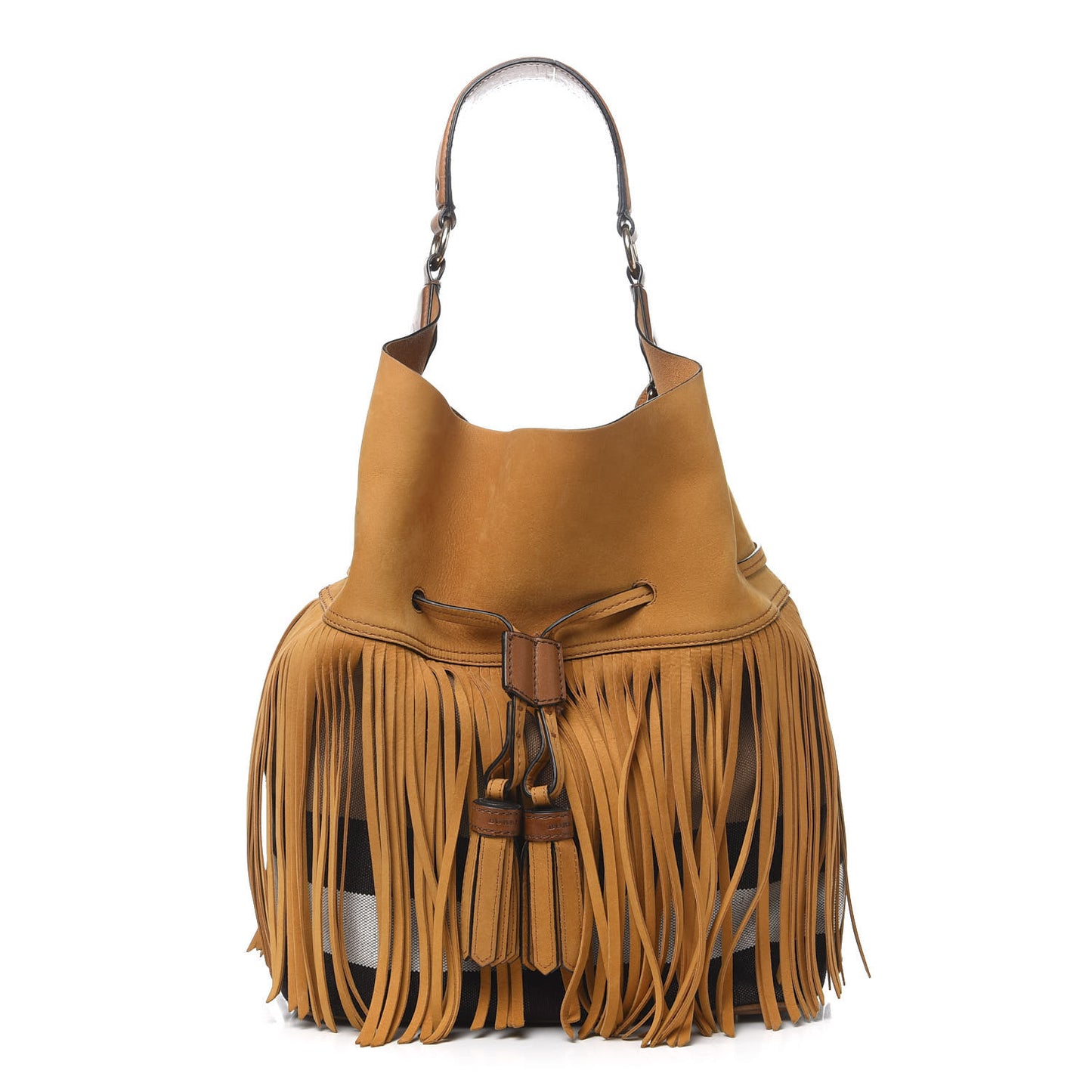Suede Fringe Large Belgrove Bucket Bag Tan