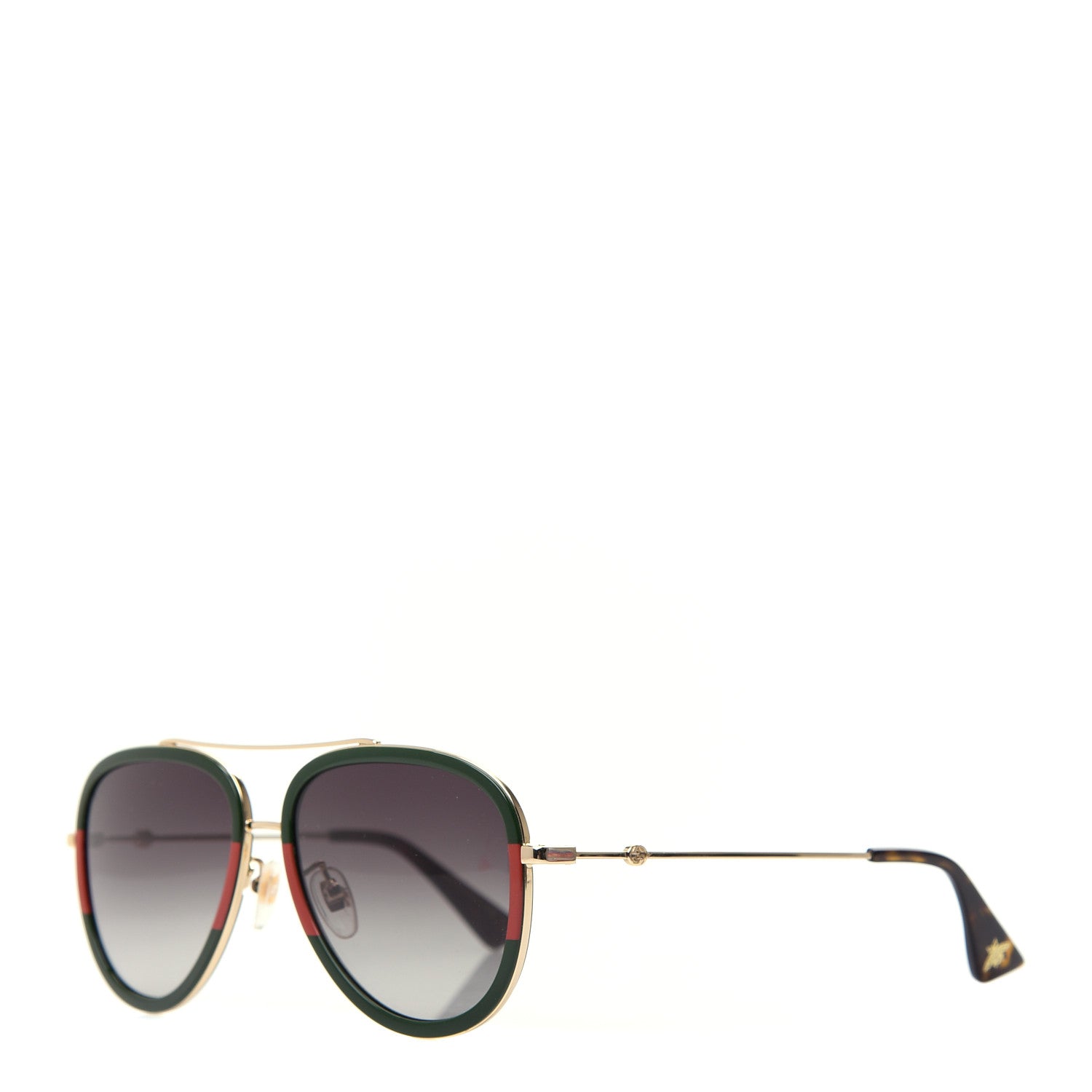 Gucci Web Aviator Sunglasses GG0062S Green Red 1 of 8
