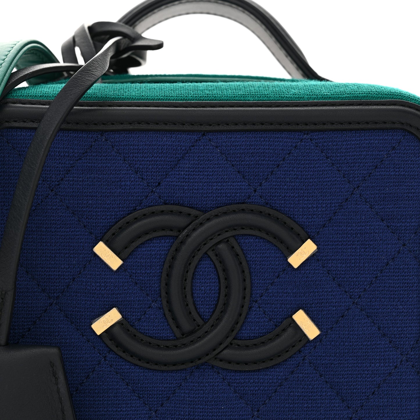 Jersey Quilted Small CC Filigree Vanity Case Blue Green