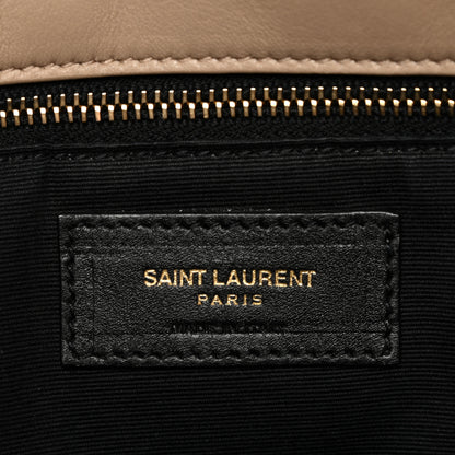 Saint Laurent Lambskin Quilted Medium Loulou Puffer Monogram Chain Satchel Dark Beige 7 of 11