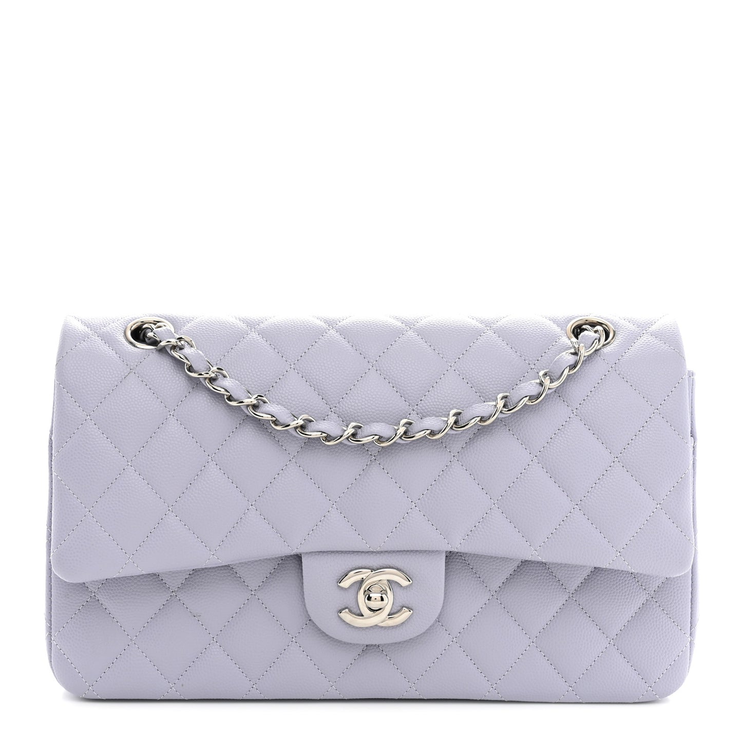 Caviar Quilted Medium Double Flap Light Purple