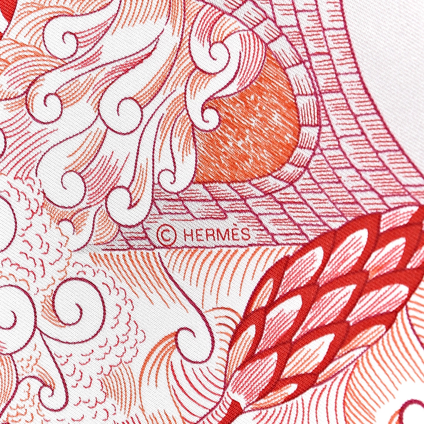 Silk Cosmographia Universalis Scarf 90 Rose Rouge Blanc