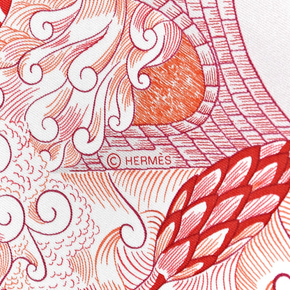 Hermes Silk Cosmographia Universalis Scarf 90 Rose Rouge Blanc 4 of 4