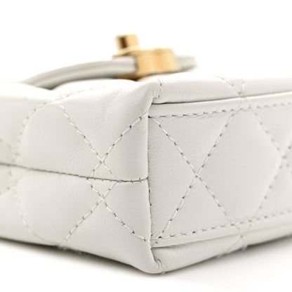 Chanel Shiny Aged Calfskin Quilted Mini Nano Kelly Shopper White 9 of 12