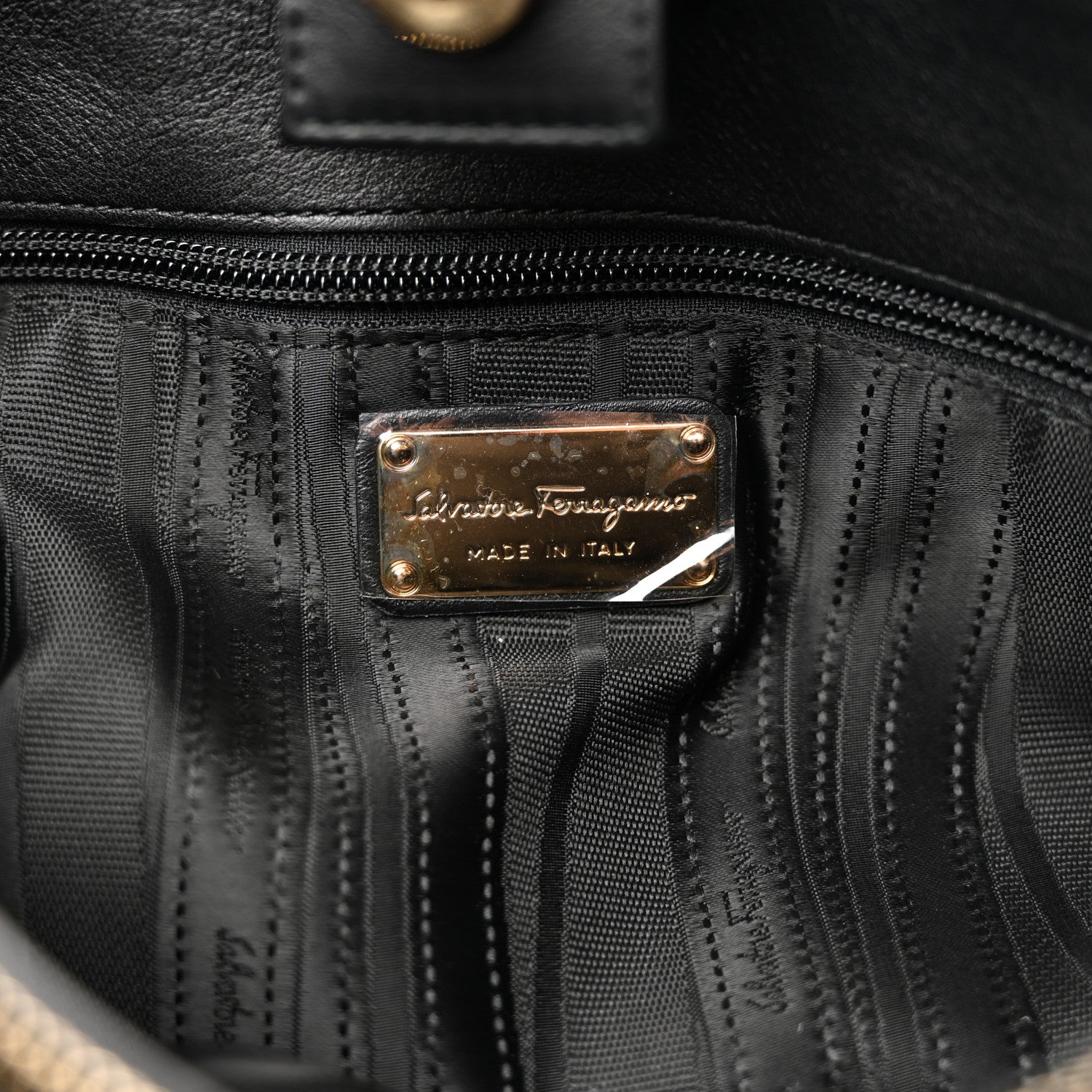 Salvatore Ferragamo Calfskin Gancini Tote Bag Black 7 of 10