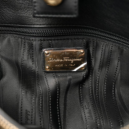 Salvatore Ferragamo Calfskin Gancini Tote Bag Black 7 of 10