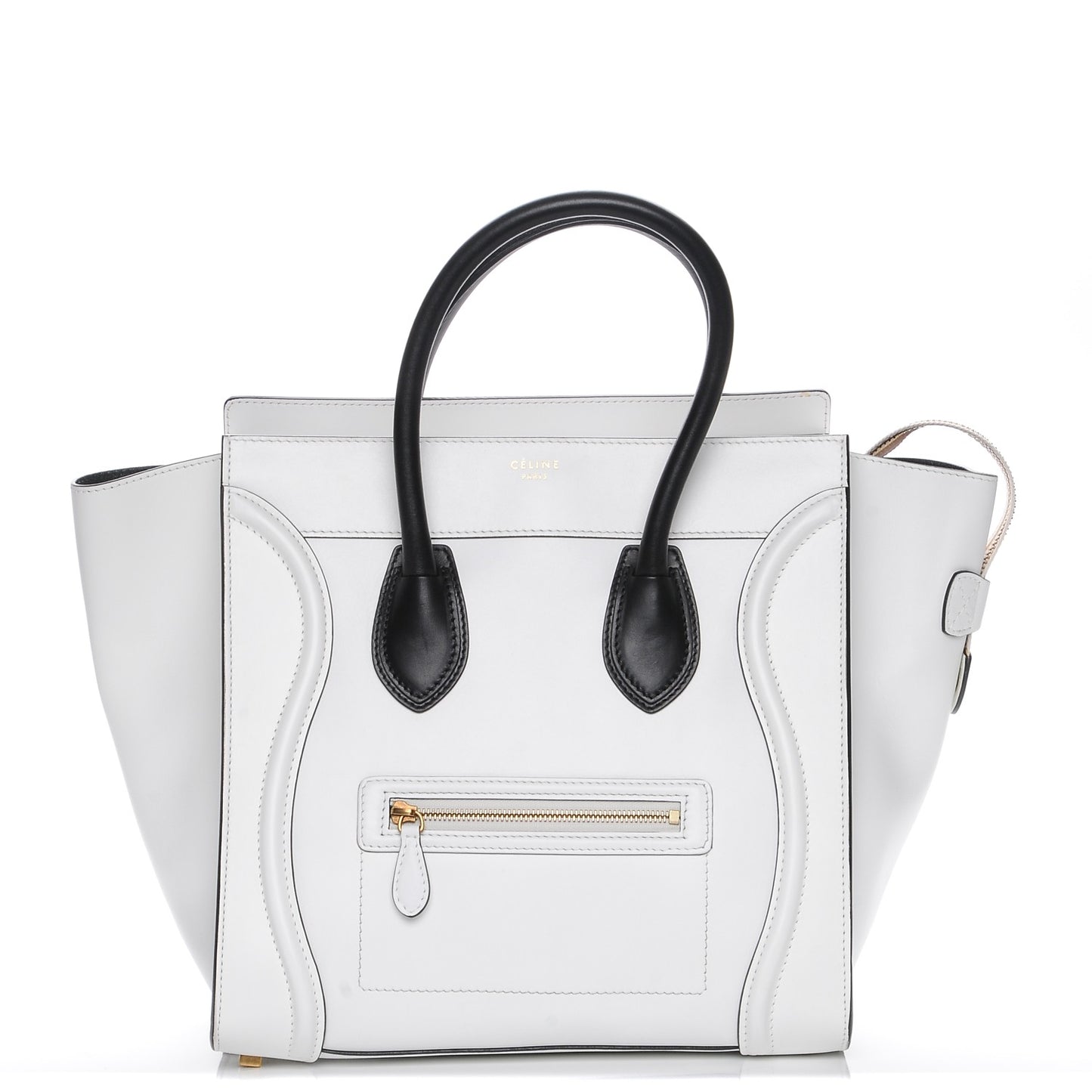 Satin Calfskin Mini Bi-Color Luggage White Black