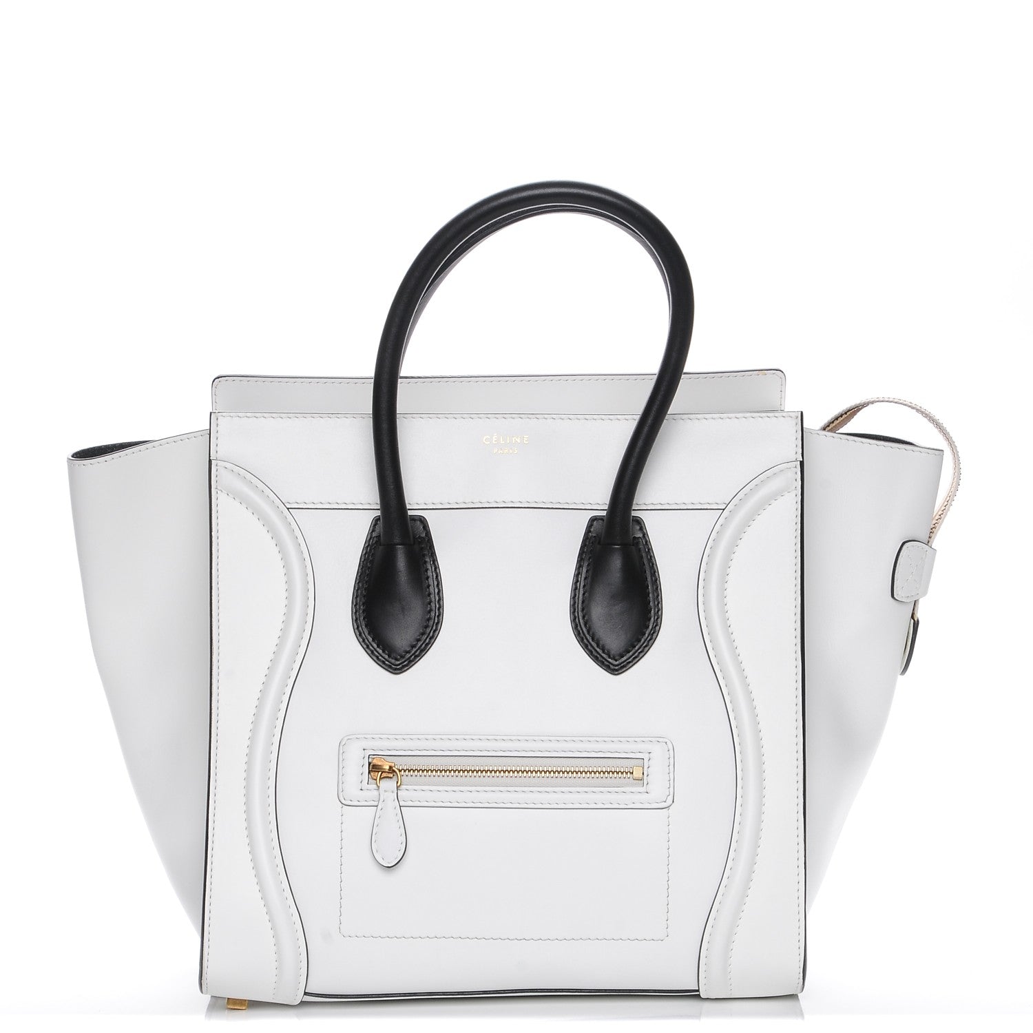 Celine Satin Calfskin Mini Bi-Color Luggage White Black 1 of 9