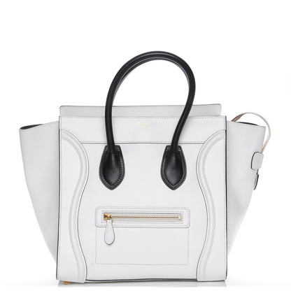 Celine Satin Calfskin Mini Bi-Color Luggage White Black 1 of 9