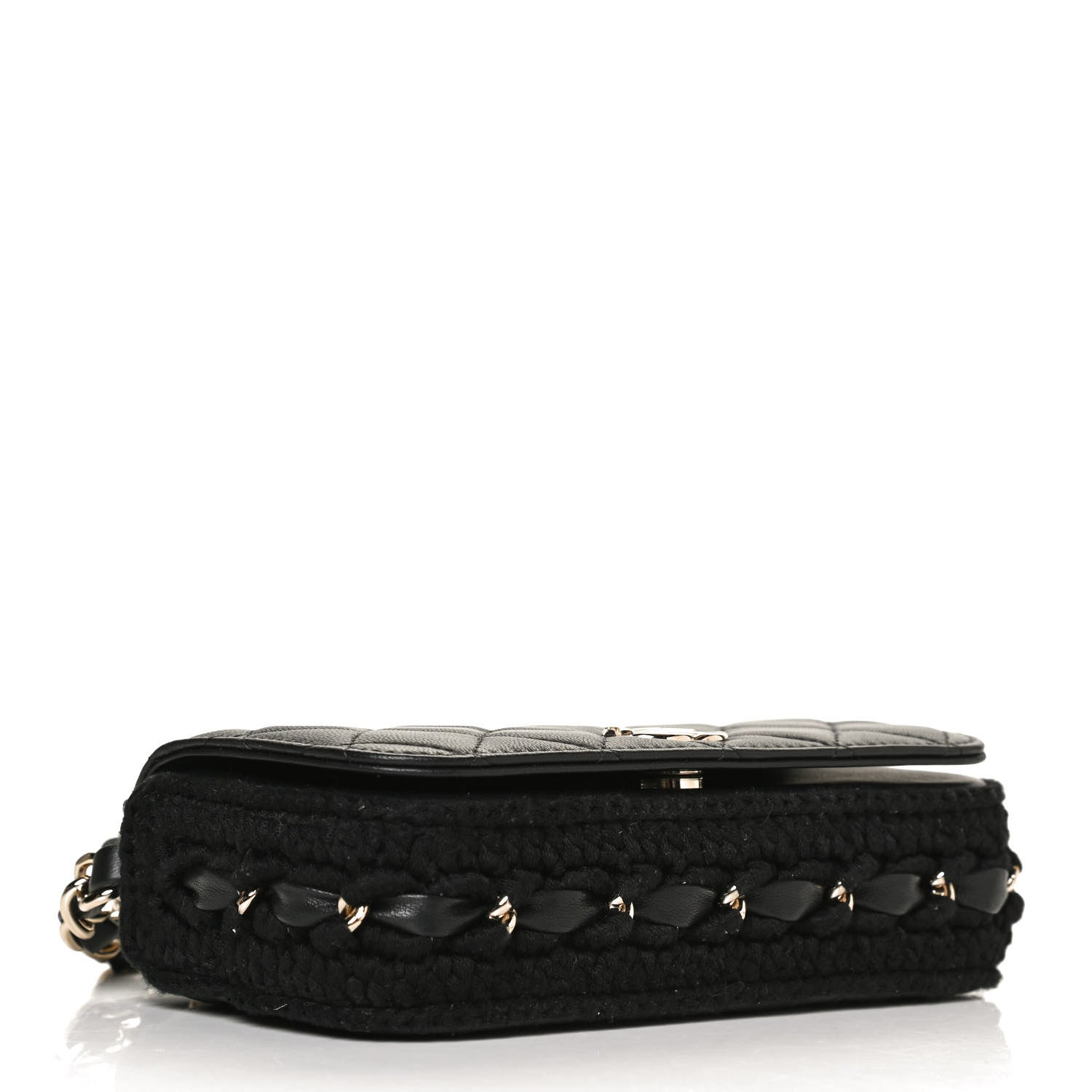 Chanel Lambskin Crochet Quilted Flap Phone Holder Black 4 of 12
