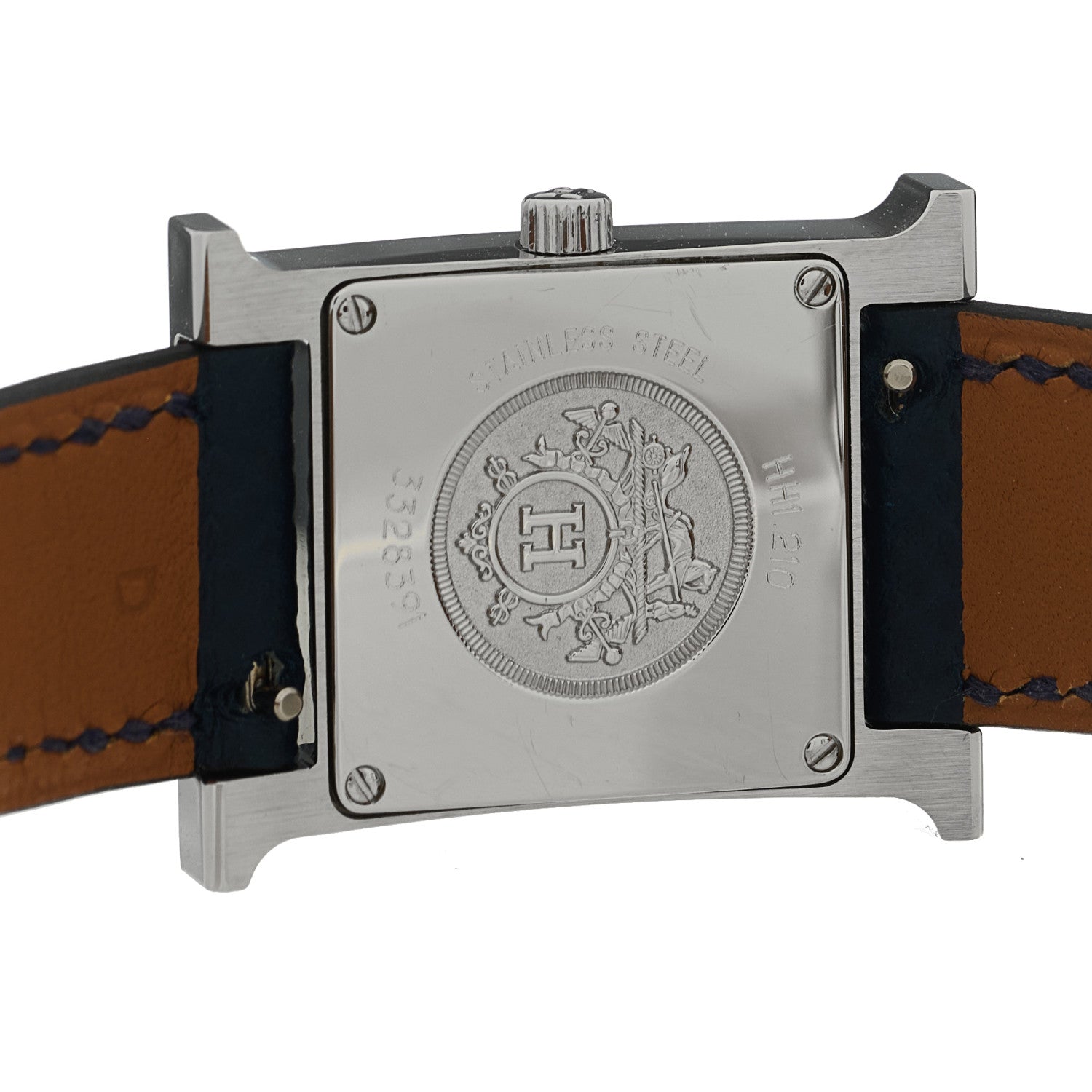 Hermes Stainless Steel Epsom Diamond Mother of Pearl 21mm Heure H Hour Quartz Watch Noir 4 of 5