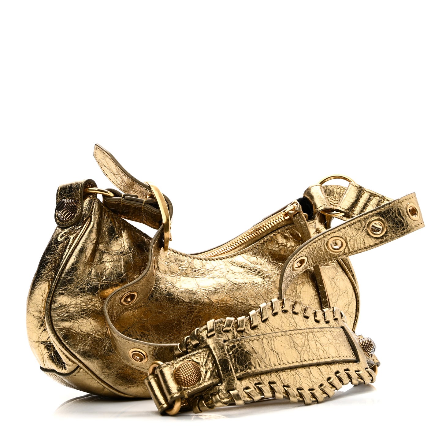 Metallic Agneau Arena Le Cagole Shoulder Bag XS Gold
