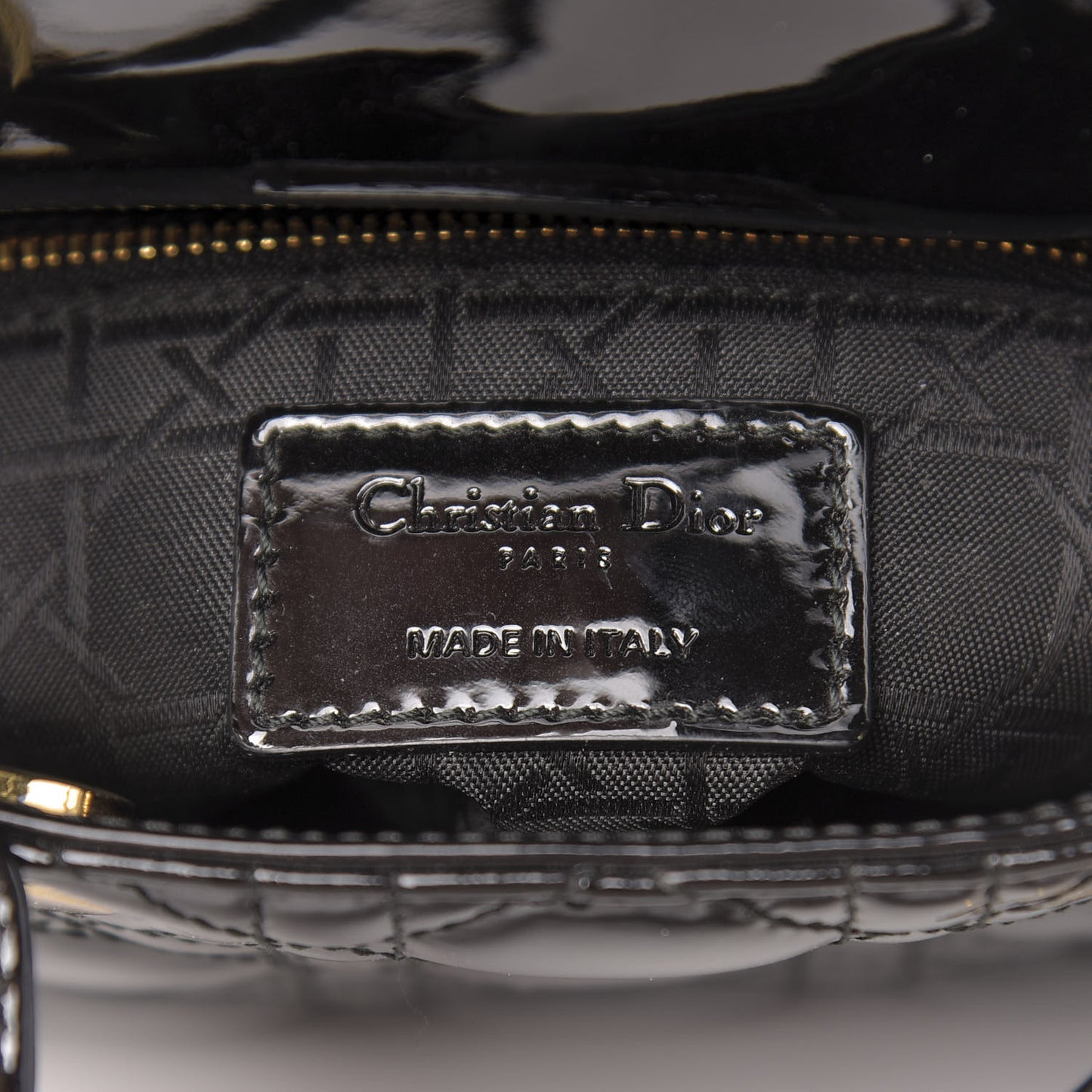 Patent Cannage Mini Lady Dior Black