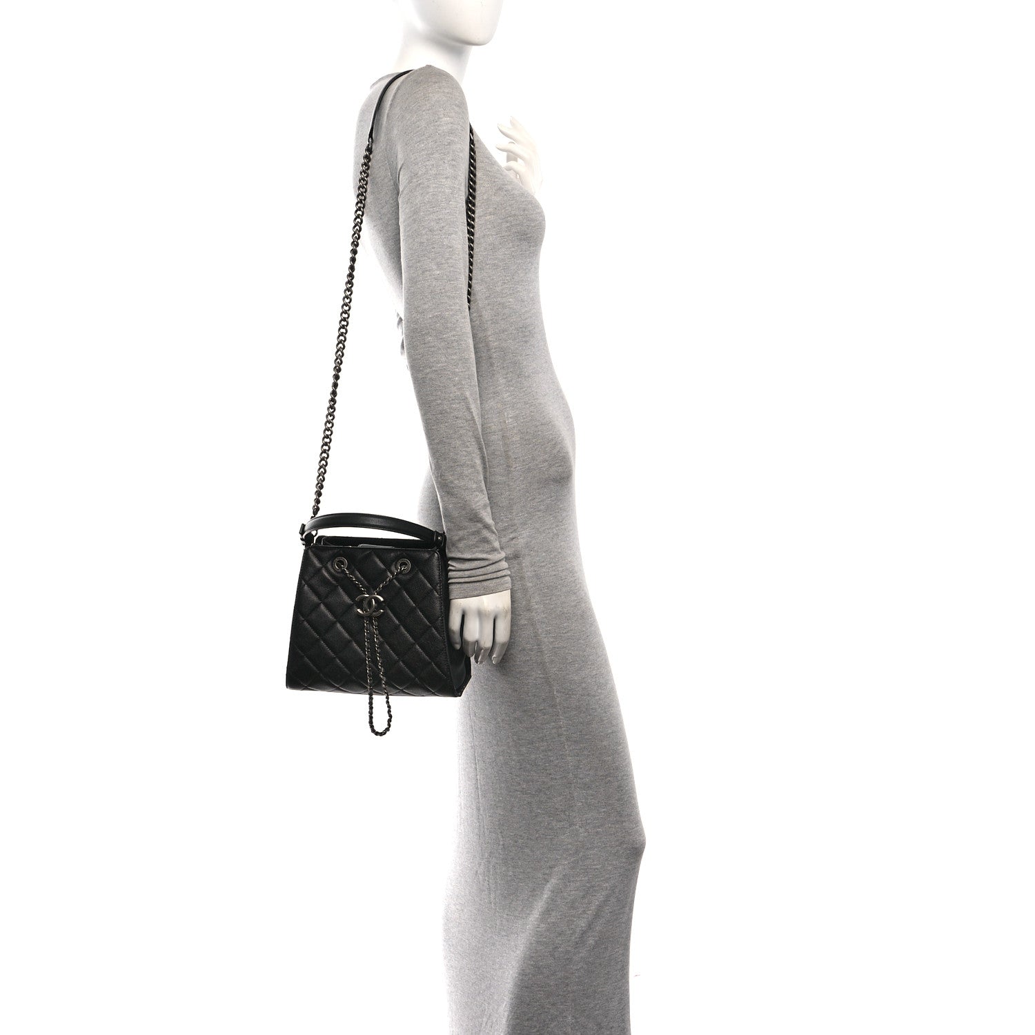 Chanel Caviar Quilted Small CC Bucket Bag Black 2 of 10