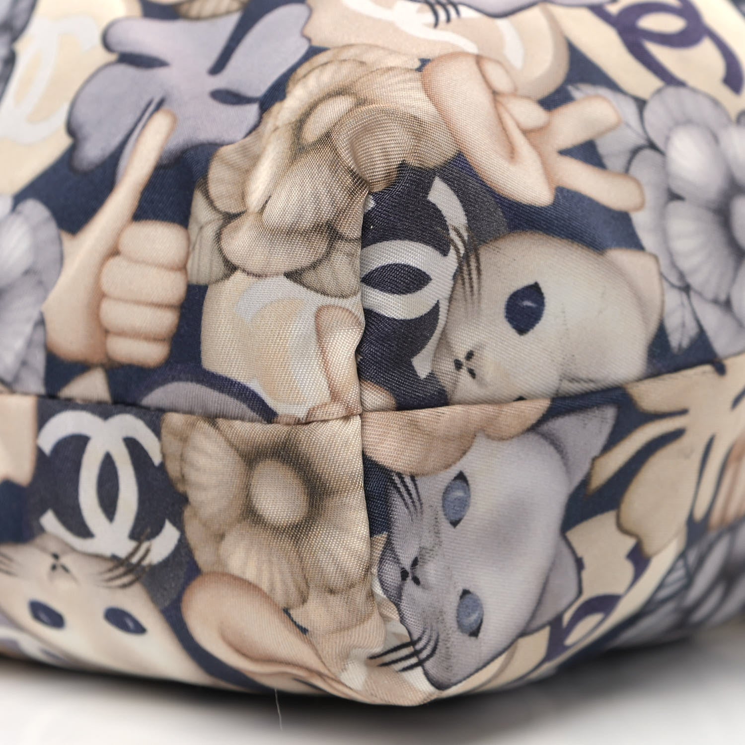 Chanel Nylon Cat Emoticon Tote Navy Gold 10 of 11