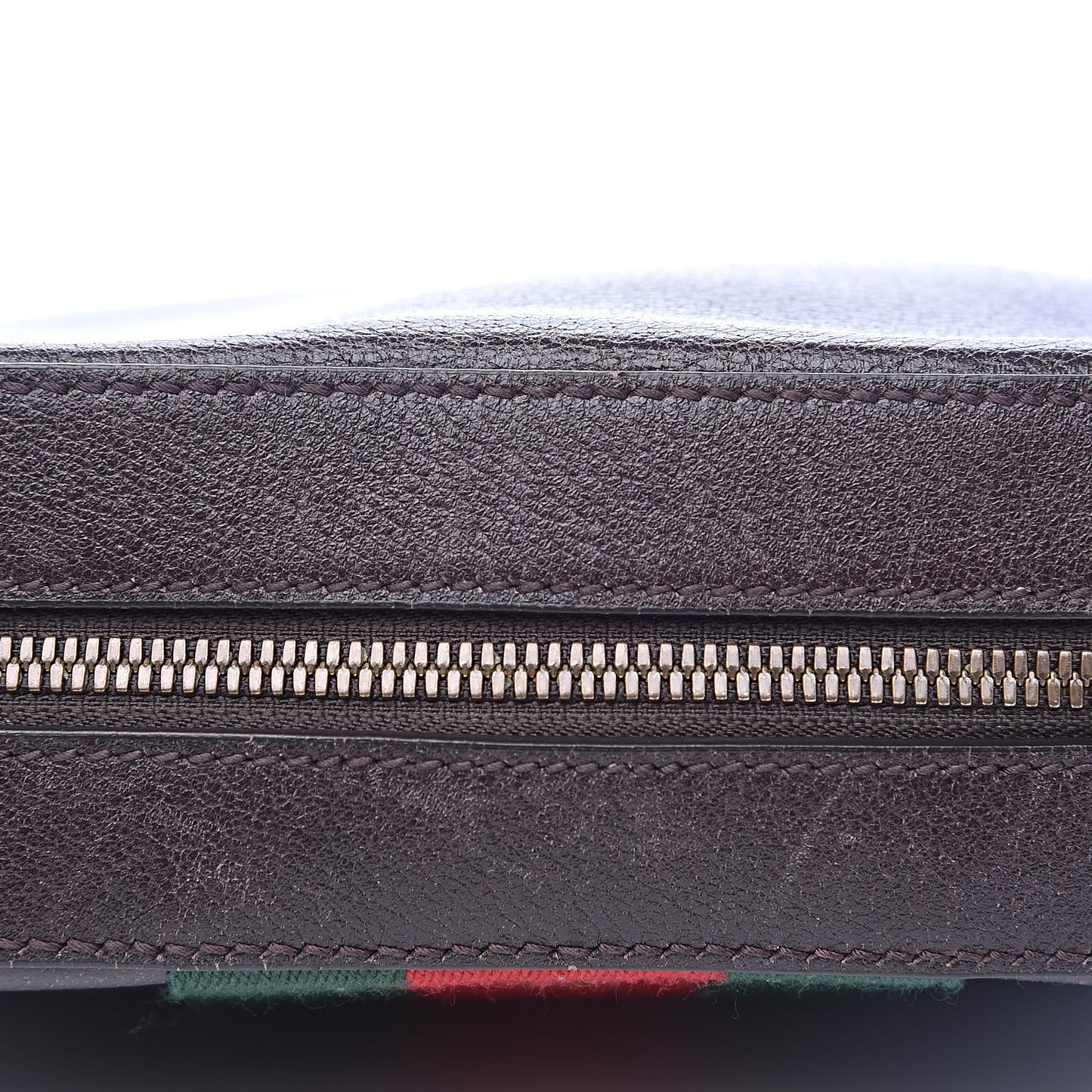 Textured Calfskin Web Small Webby Bee Shoulder Bag Brown Coffee