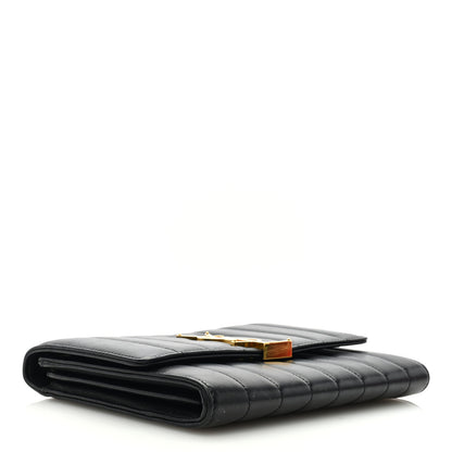 Saint Laurent Lambskin Matelasse Monogram Vicky Chain Wallet Black 4 of 8