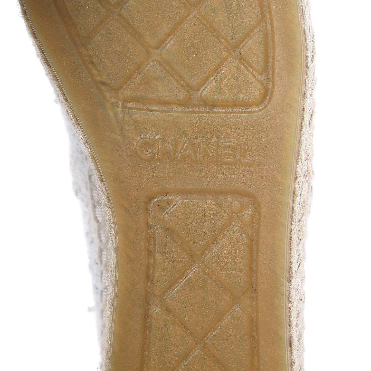 Tweed CC Espadrilles 39 Ecru White Blue Black