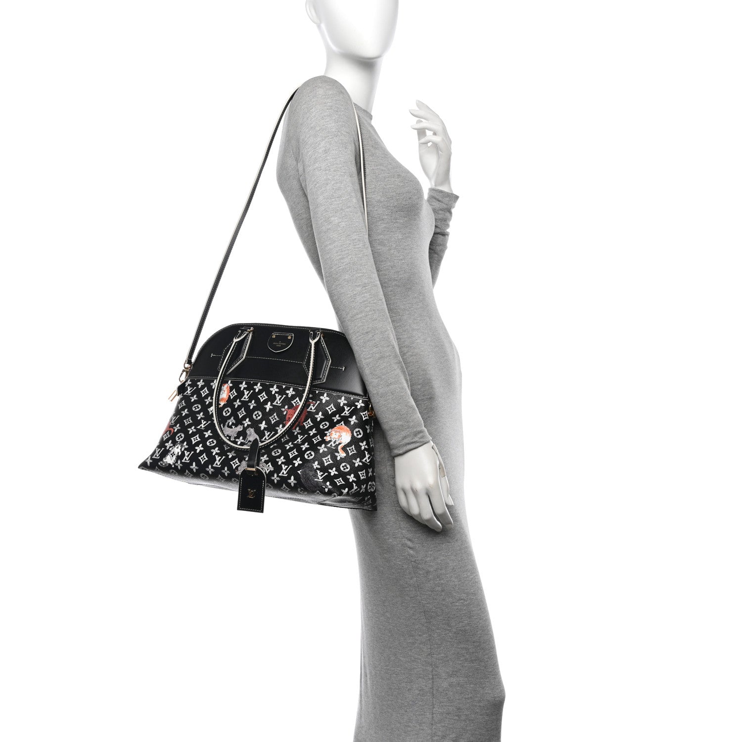 Louis Vuitton Calfskin Catogram Alma Souple MM Black 2 of 10
