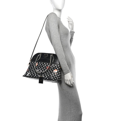 Louis Vuitton Calfskin Catogram Alma Souple MM Black 2 of 10