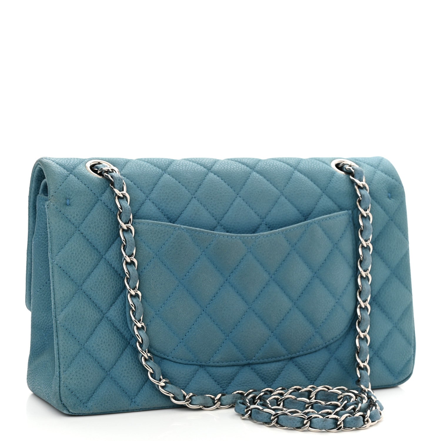 Chanel Iridescent Caviar Quilted Medium Double Flap Blue 3 of 11