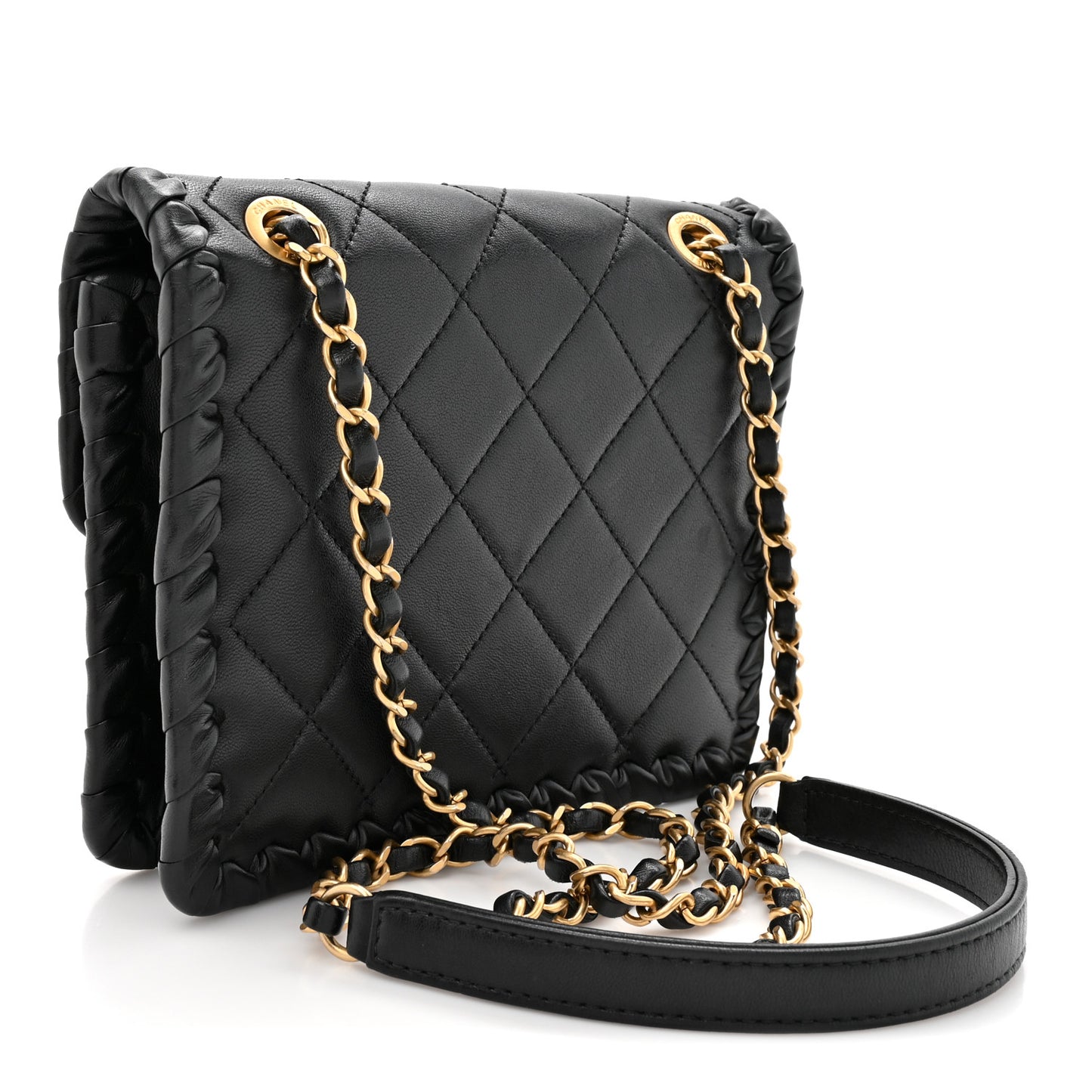 Calfskin Braided Mini My Own Frame Flap Black