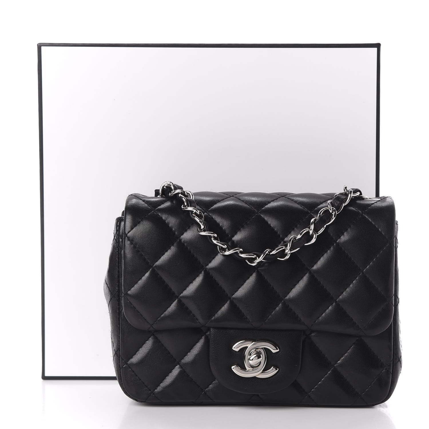 Chanel Lambskin Quilted Mini Square Flap Black 13 of 13