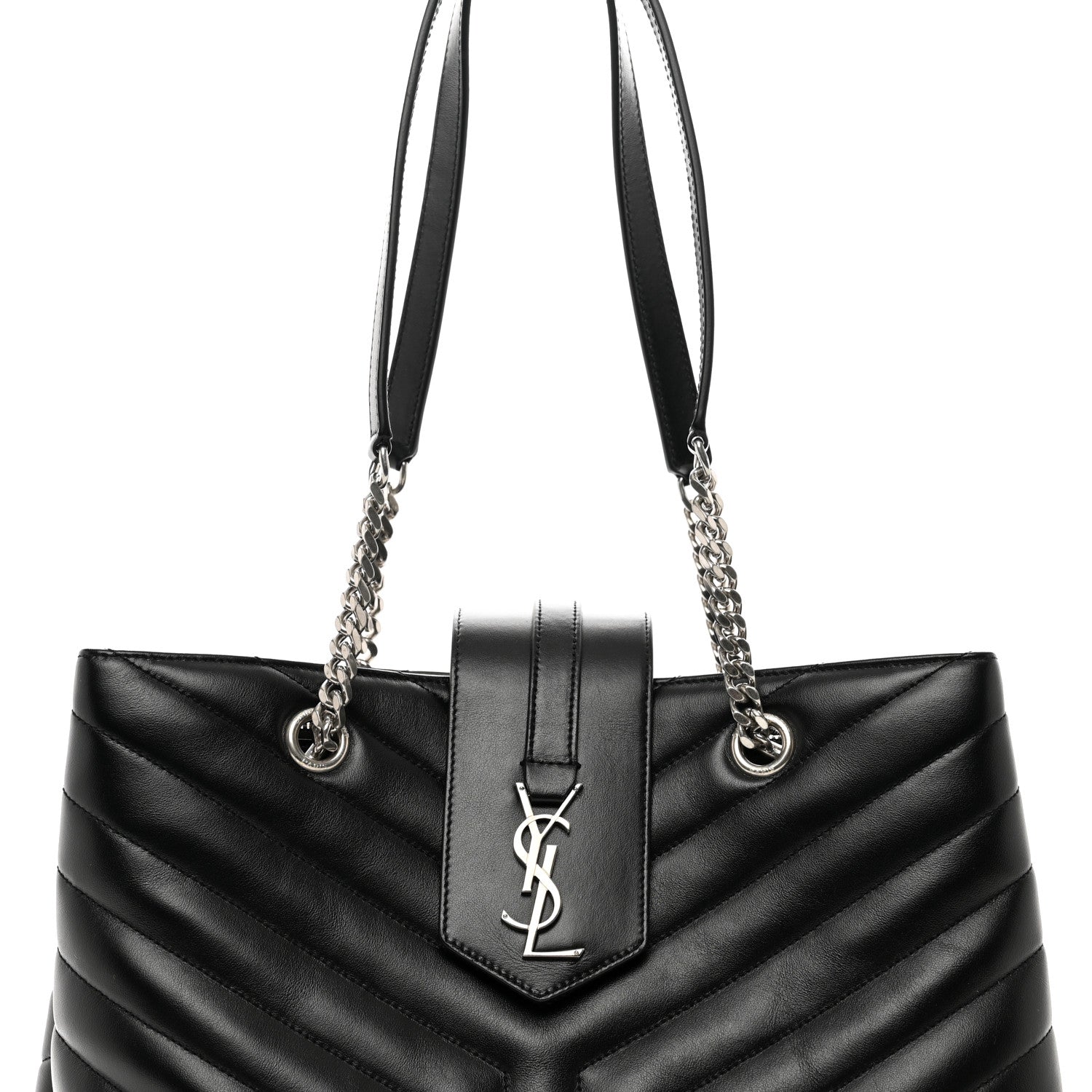 Saint Laurent Calfskin Y Quilted Monogram Large Loulou Shopper Black 9 of 11